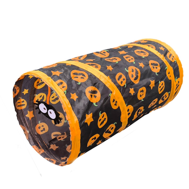 Halloween Pumpkin Cat Passage Tunnel Toy Collapsible Cat Play Tunnel for Indoor Cats, Small, Straight, 3-Way