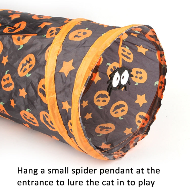 Halloween Pumpkin Cat Passage Tunnel Toy Collapsible Cat Play Tunnel for Indoor Cats, Small, Straight, 3-Way