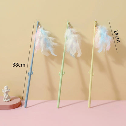 Cats Detachable Self-Exciting Toys Bell And Feather Teaser, Corn Green, Corn Yellow, Corn Blue, Cactus Green, Cactus Yellow, Cactus Blue