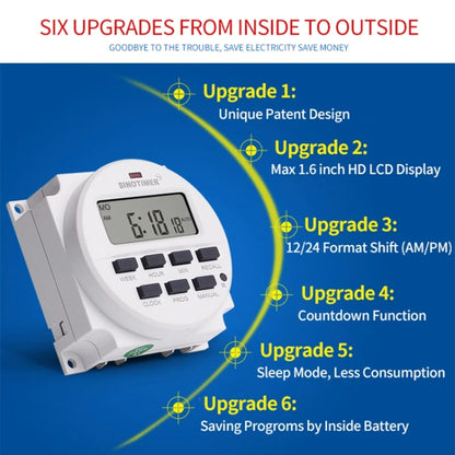 7 Days Weekly Programmable Digital Electronic Timer Switch, SINOTIMER TM618N-4 12V