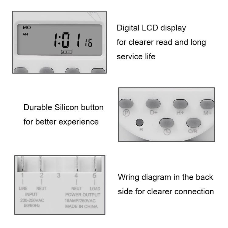 SINOTIMER  CN101A  5V  16A Digital LCD Timer Switch Programmable Timer Controller, 5V
