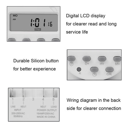 SINOTIMER  CN101A  5V  16A Digital LCD Timer Switch Programmable Timer Controller, 5V