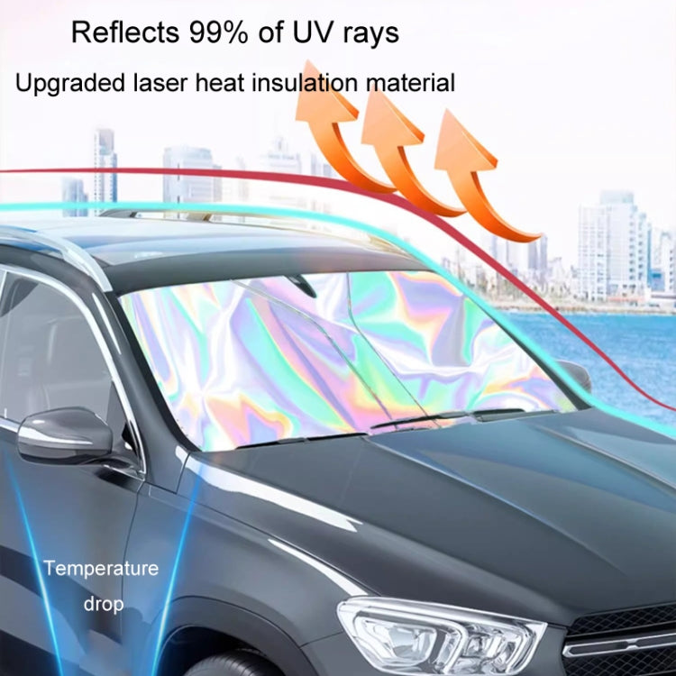 Car Front Windshield Sunshade Colorful Laser Heat Insulation Sunscreen Sunshade Umbrella, 145x90cm, 142x80cm, 136x65cm