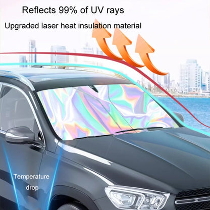 Car Front Windshield Sunshade Colorful Laser Heat Insulation Sunscreen Sunshade Umbrella, 145x90cm, 142x80cm, 136x65cm