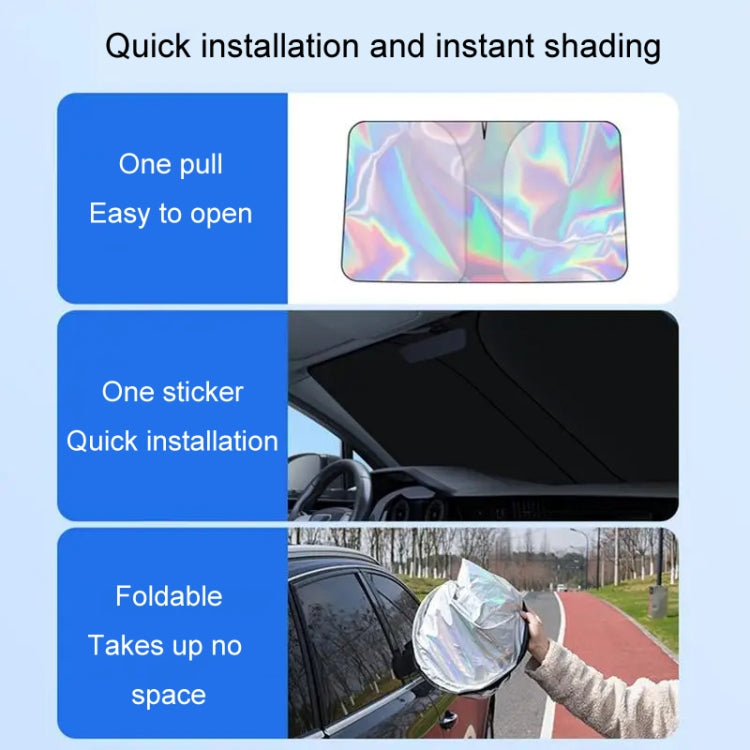 Car Front Windshield Sunshade Colorful Laser Heat Insulation Sunscreen Sunshade Umbrella, 145x90cm, 142x80cm, 136x65cm