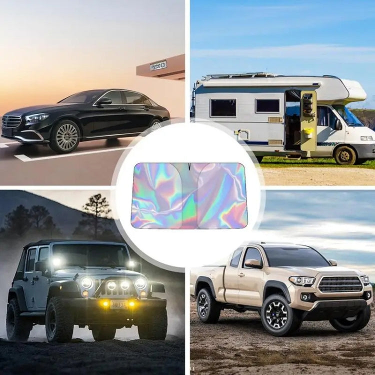Car Front Windshield Sunshade Colorful Laser Heat Insulation Sunscreen Sunshade Umbrella, 145x90cm, 142x80cm, 136x65cm