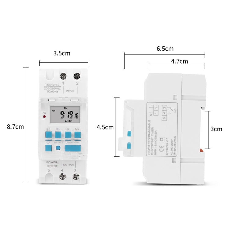 16A DIN Rail 4 Pins Voltage Output Digital Switch Timer Automatic Cycle Timing Controller, SINOTIMER TM919H-2 220V, SINOTIMER TM919H-3 24V, SINOTIMER TM919H-4 12V, SINOTIMER TM919HK 85-265V AC
