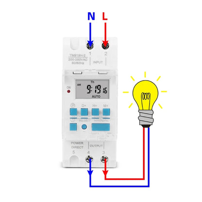16A DIN Rail 4 Pins Voltage Output Digital Switch Timer Automatic Cycle Timing Controller, SINOTIMER TM919H-2 220V, SINOTIMER TM919H-3 24V, SINOTIMER TM919H-4 12V, SINOTIMER TM919HK 85-265V AC