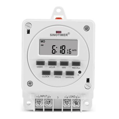 Smart Digital 7 Days Programmable Timer Switch 16A Controller With Mounting Base, SINOTIMER TM618E -2 220V, SINOTIMER TM618E -4 12V