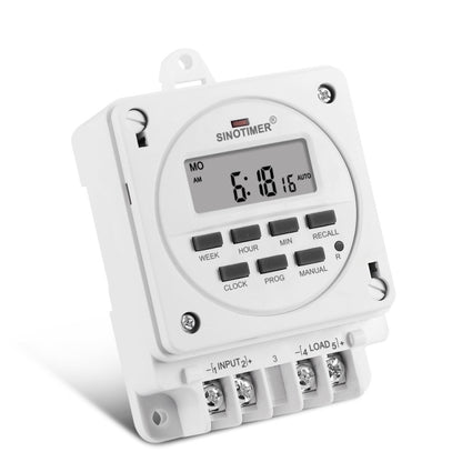 Smart Digital 7 Days Programmable Timer Switch 16A Controller With Mounting Base, SINOTIMER TM618E -2 220V, SINOTIMER TM618E -4 12V