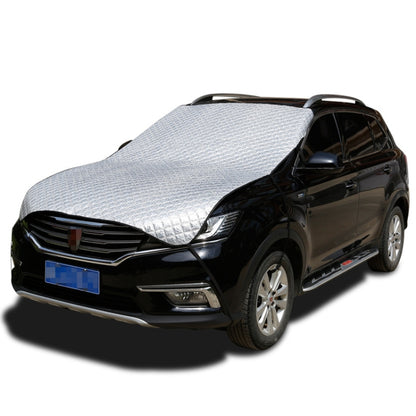 Car Front Windshield Cover Sun Shade Snow Shield Sunscreen Heat Insulation Frostproof Car Coat Half Cover, Free Tie Model, Protect Wipers, Protecting Hood