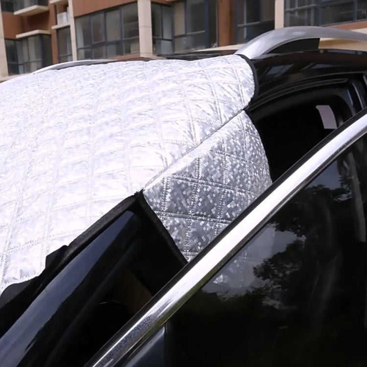 Car Front Windshield Cover Sun Shade Snow Shield Sunscreen Heat Insulation Frostproof Car Coat Half Cover, Free Tie Model, Protect Wipers, Protecting Hood