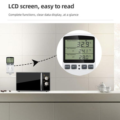 Intelligent Digital Thermostat Countdown Temperature Control Switch Socket Timing Temperature Controller, US Plug