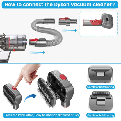 For Dyson V7 V8 V10 V11 V15 Pet 3 In 1 Grooming Suction Head Set, With Hose, Without Hose
