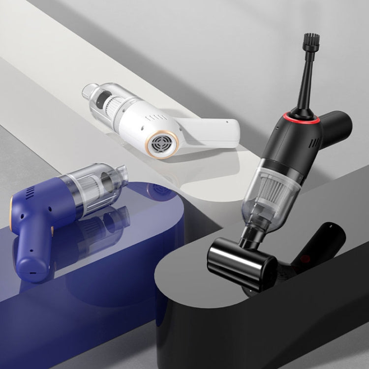 Wireless Charging Car Vacuum Cleaner Mini Handheld High Power Wet and Dry Vacuum Cleaner, Black, White, Blue, Black+2 Filters, White+2 Filters, Blue+2 Filters