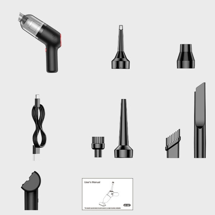 Wireless Charging Car Vacuum Cleaner Mini Handheld High Power Wet and Dry Vacuum Cleaner, Black, White, Blue, Black+2 Filters, White+2 Filters, Blue+2 Filters