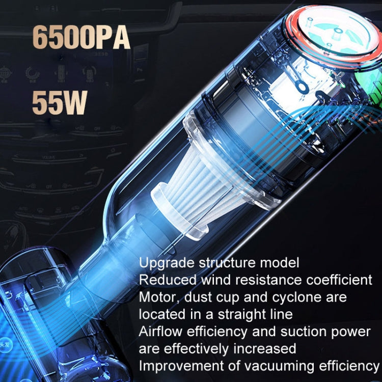 Wireless Charging Car Vacuum Cleaner Mini Handheld High Power Wet and Dry Vacuum Cleaner, Black, White, Blue, Black+2 Filters, White+2 Filters, Blue+2 Filters