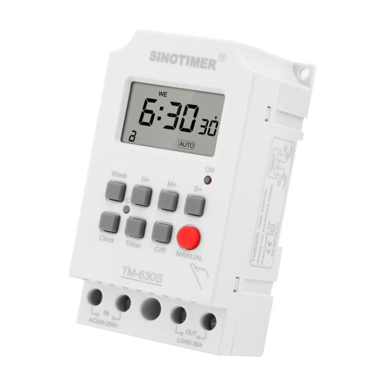 SINOTIMER TM630S-2 220V 30A Timer Switch 1 Second Interval Weekly Programmable Time Relay, 220V