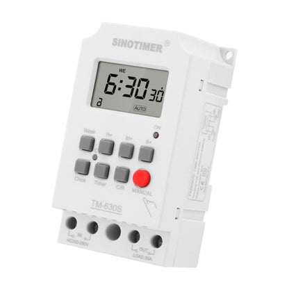 SINOTIMER TM630S-2 220V 30A Timer Switch 1 Second Interval Weekly Programmable Time Relay, 220V