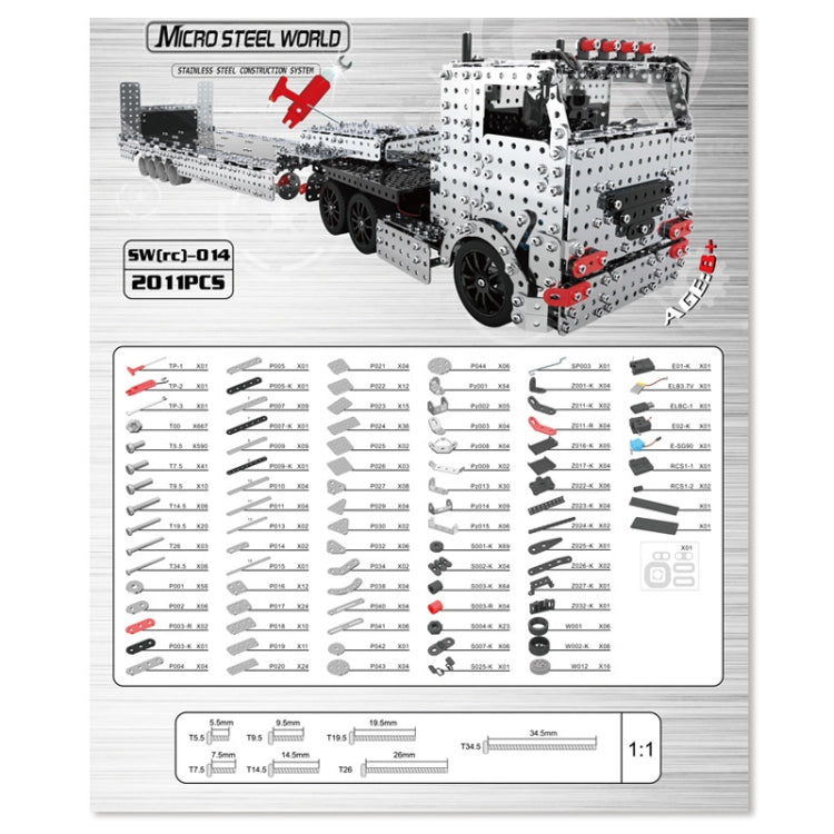 ZBToys Building Blocks Mechanical Toys Hand-Assembled Remote Control Trailer Metal Model, 2011pcs / Box