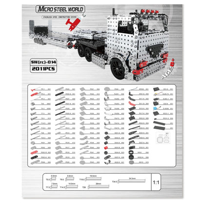 ZBToys Building Blocks Mechanical Toys Hand-Assembled Remote Control Trailer Metal Model, 2011pcs / Box