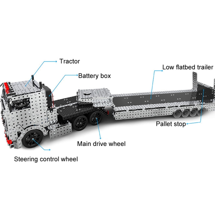 ZBToys Building Blocks Mechanical Toys Hand-Assembled Remote Control Trailer Metal Model, 2011pcs / Box