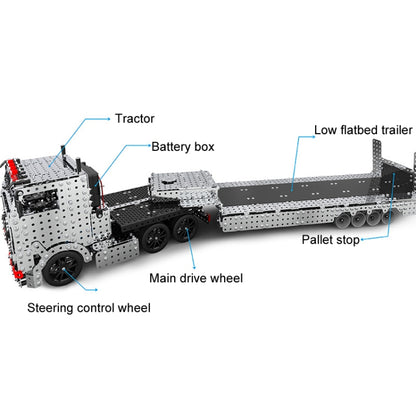 ZBToys Building Blocks Mechanical Toys Hand-Assembled Remote Control Trailer Metal Model, 2011pcs / Box
