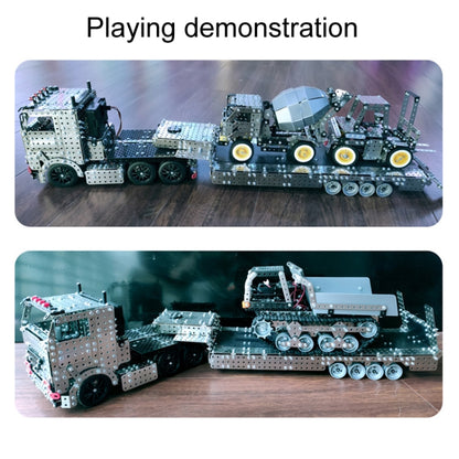 ZBToys Building Blocks Mechanical Toys Hand-Assembled Remote Control Trailer Metal Model, 2011pcs / Box