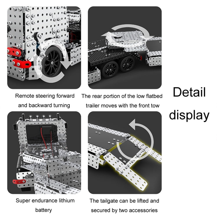 ZBToys Building Blocks Mechanical Toys Hand-Assembled Remote Control Trailer Metal Model, 2011pcs / Box