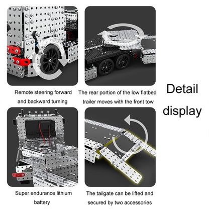 ZBToys Building Blocks Mechanical Toys Hand-Assembled Remote Control Trailer Metal Model, 2011pcs / Box
