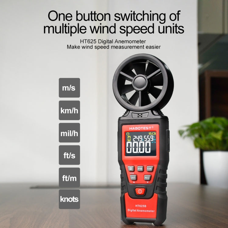 HABOTEST Handheld High-Precision Digital Anemometer With USB, HT625B
