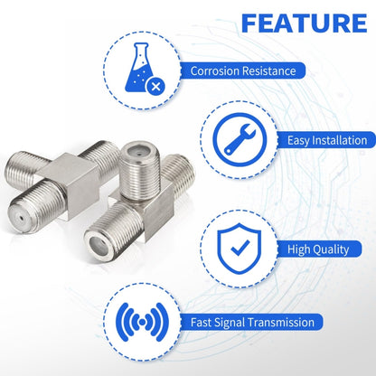 F Type Splitter 3 Way F Female To Dual F Female Coaxial Connector Adapter, F Female To Dual F Female