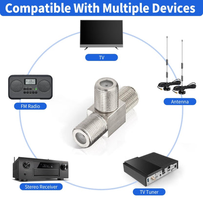F Type Splitter 3 Way F Female To Dual F Female Coaxial Connector Adapter, F Female To Dual F Female