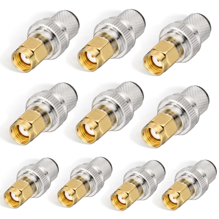 10pcs /Pack RP-SMA Male Crimp Solder Connector For LMR-400 / Belden-9913 / RG8 / RG213 Coaxial Cable, RP-SMA