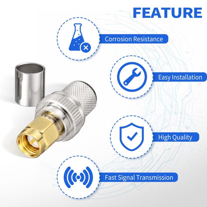 10pcs /Pack SMA Male Crimp Connector Kit For LMR-400 / RG8 / RG213 / Belden-9913 SMA Extension Cable, SMA