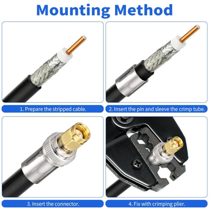 10pcs /Pack SMA Male Crimp Connector Kit For LMR-400 / RG8 / RG213 / Belden-9913 SMA Extension Cable, SMA