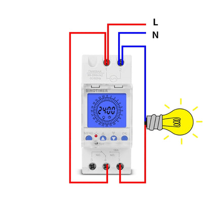 SINOTIMER  TM929AKL 85-265V 16A 24hrs Digital Analogue Din Module Time Switch With Backlight, 16A