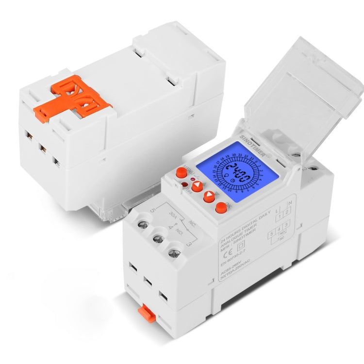 SINOTIMER  TM929BKL 85-265V 30A 24hrs Digital Analogue Din Module Time Switch With Backlight, 30A