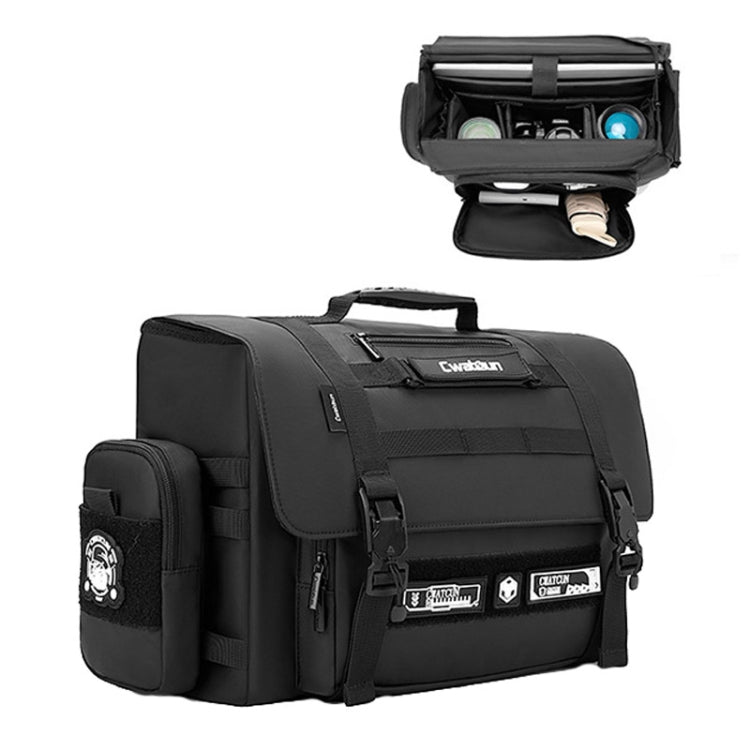 Cwatcun D115 Shoulder Crossbody Waterproof Leather Film DSLR Camera Bag, Black Small, Black Medium, Black Large