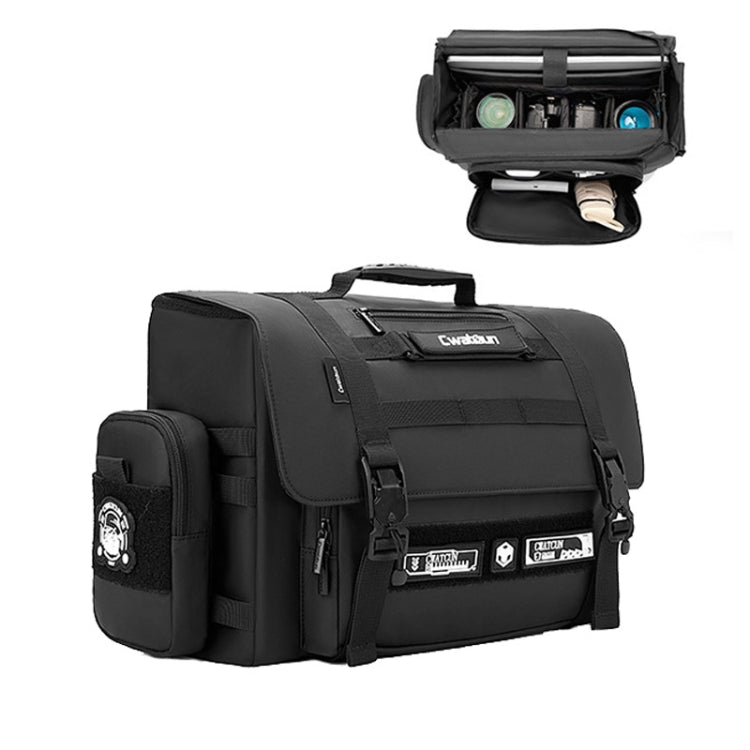 Cwatcun D115 Shoulder Crossbody Waterproof Leather Film DSLR Camera Bag, Black Small, Black Medium, Black Large