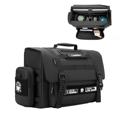 Cwatcun D115 Shoulder Crossbody Waterproof Leather Film DSLR Camera Bag, Black Small, Black Medium, Black Large
