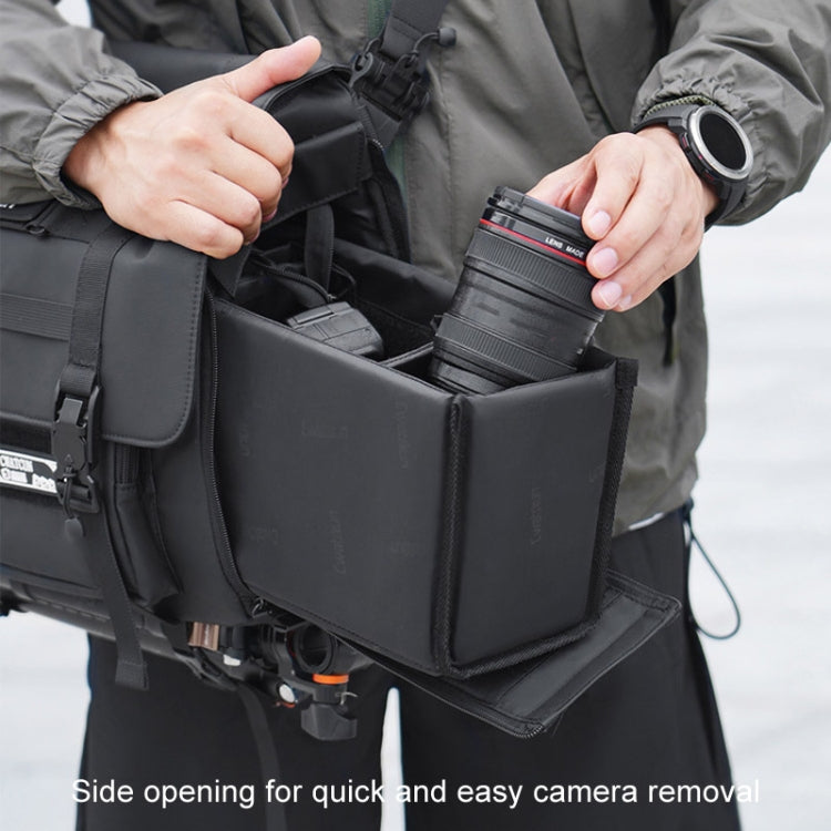Cwatcun D115 Shoulder Crossbody Waterproof Leather Film DSLR Camera Bag, Black Small, Black Medium, Black Large