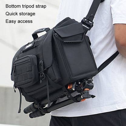 Cwatcun D115 Shoulder Crossbody Waterproof Leather Film DSLR Camera Bag, Black Small, Black Medium, Black Large
