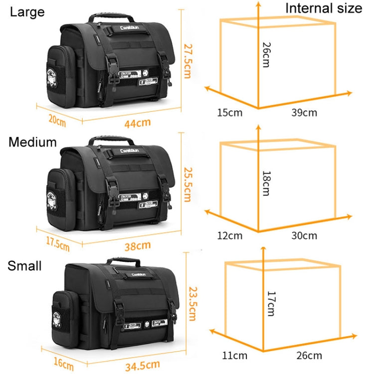 Cwatcun D115 Shoulder Crossbody Waterproof Leather Film DSLR Camera Bag, Black Small, Black Medium, Black Large
