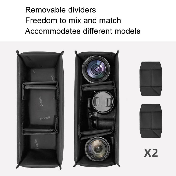Cwatcun D115 Shoulder Crossbody Waterproof Leather Film DSLR Camera Bag, Black Small, Black Medium, Black Large