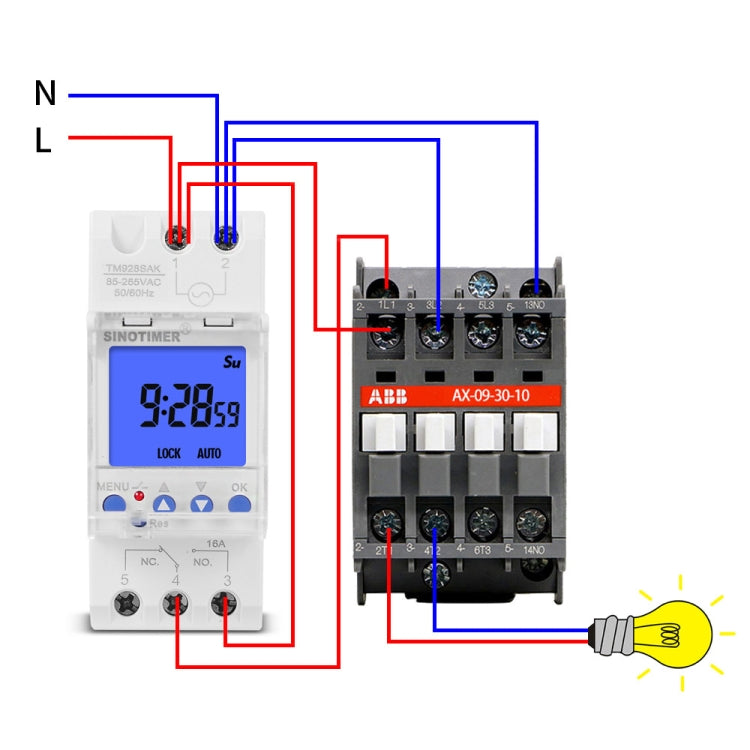 SINOTIMER TM928SAKL 85-265V 16A  1 Second to 168 Hours Programmable Electronic Time Switch, 16A