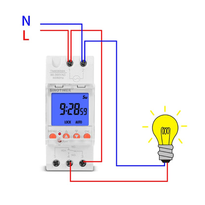 SINOTIMER TM928SBKL 85-265V 30A  1 Second to 168 Hours Programmable Electronic Time Switch, 30A