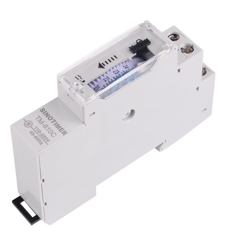 SINOTIMER  TM610C 110-250V 16A Quartz Mechanical Timer 24 Hours Programmable Din Rail Relay, TM610C
