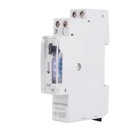 SINOTIMER  TM610C 110-250V 16A Quartz Mechanical Timer 24 Hours Programmable Din Rail Relay, TM610C