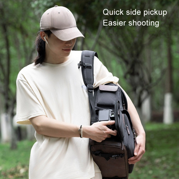 Cwatcun D128 Vintage Shoulder Backpack Split Compartment Large Capacity Splashproof Photography Bag, Small Black, Medium Black